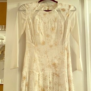 Rebecca Taylor a line white glitter pattern dress